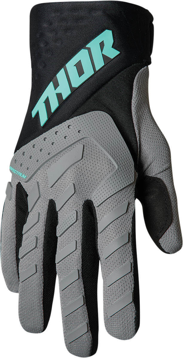 THOR Spectrum Gloves Large by THOR - Gray/Black/Mint, Part Number 3330-6828