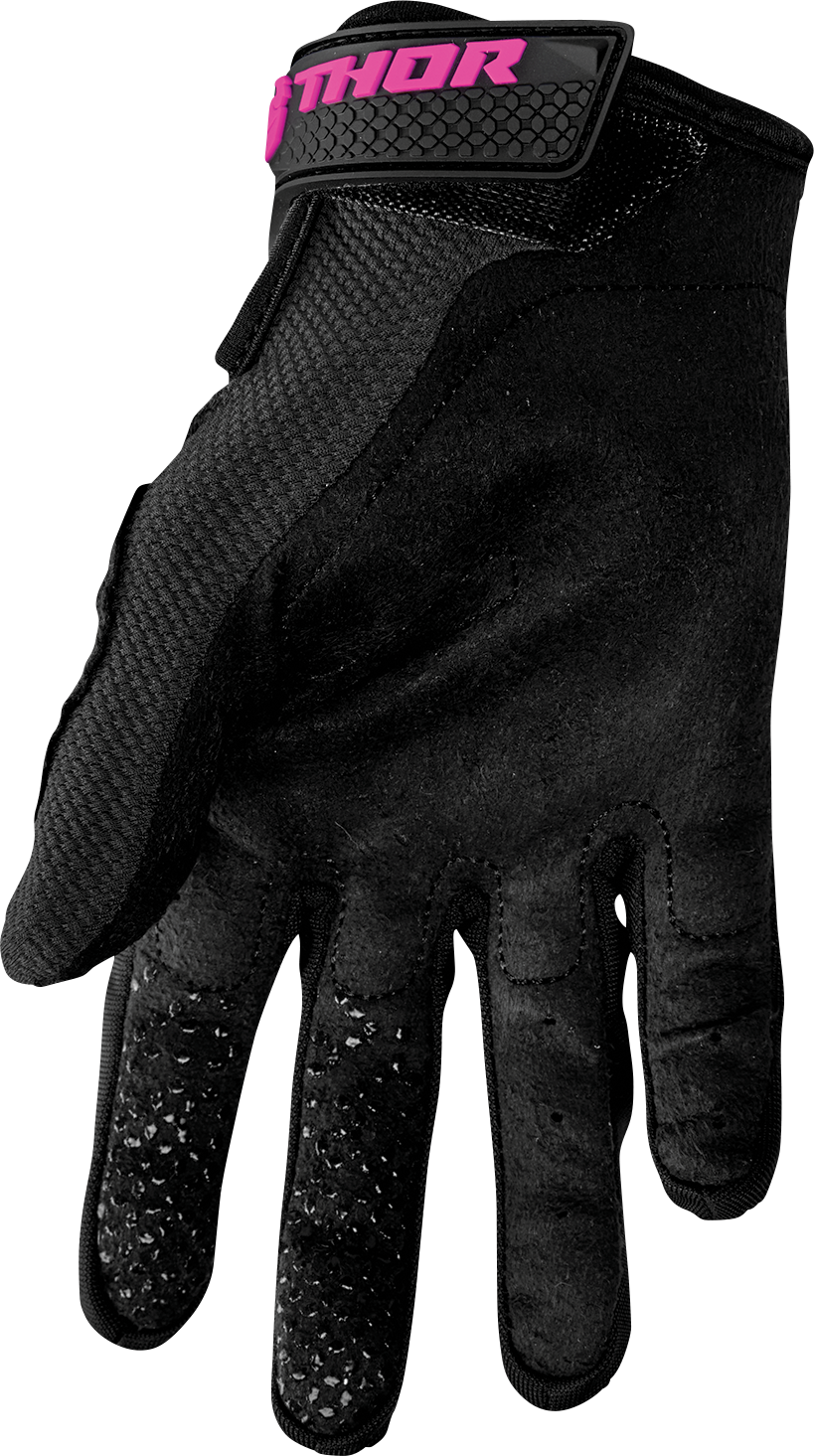 THOR Women's Sector Gloves - Black/Pink, Part Number 3331-0245, Extra Large
