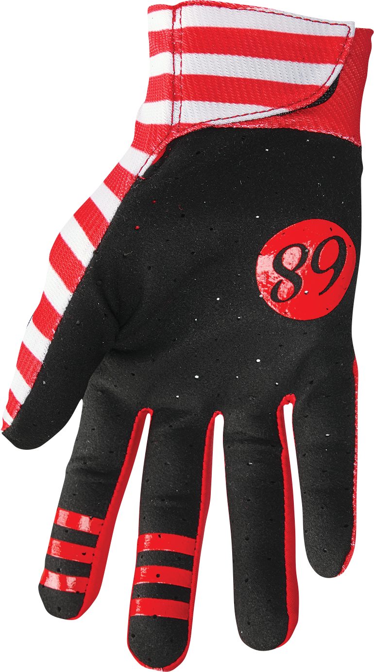 THOR Mainstay Gloves Slice White/Red 2XL – Featherweight Motorcycle Touchscreen Gloves with Perforated Clarino Palm