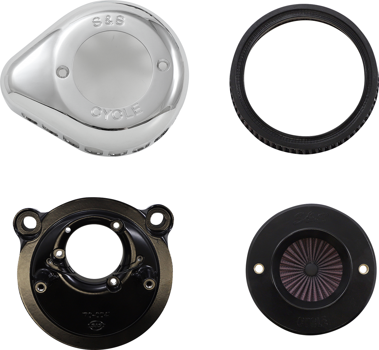 S&S CYCLE Air Stinger Stealth Air Cleaner Kit - Chrome (Part 170-0725A)