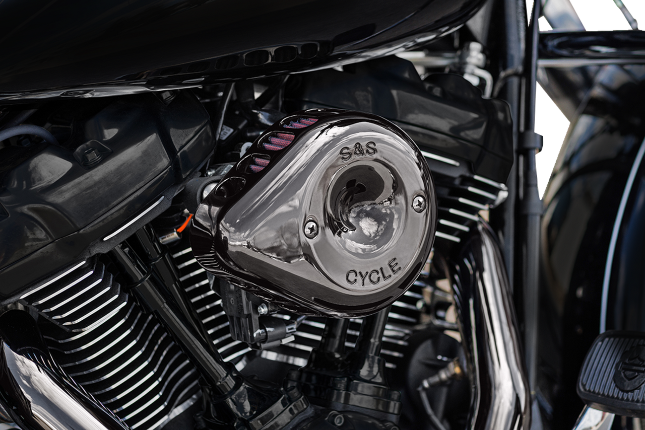 S&S CYCLE Stealth Mini Teardrop Air Cleaner for M8 - Lava Chrome (Part No. 170-0782)