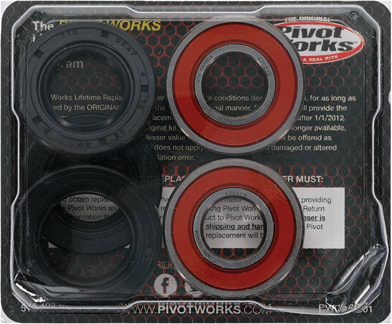Pivot Works Wheel Bearing Kit Premium for Kawasaki KLF110, KLF185, and Suzuki Lt-F160 QuadRunner