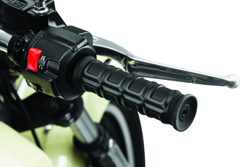 Kuryakyn® Dillinger Grips combine a narrow profile with ribbed EPDM rubber for aggressive grip, commanding control and a soft, vibration dampening foundation to combat hand and forearm fatigue.
<ul>
  <li>Removable aluminum end caps allow use/inst...