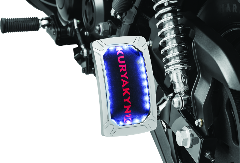 Kuryakyn Nova Curved Vertical Mount Side License Plate Holder Chrome – No Visible Fasteners with Wraparound LED Lighting