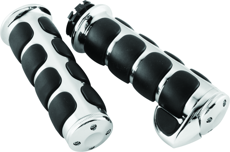 Kuryakyn ISO Grips with Throttle Boss - Dual Cable Chrome Motorcycle Hand Grips