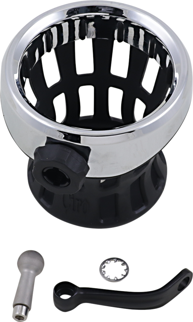 CIRO Mirror Stem Mount Drink Holder - Chrome and Black, Part Number 50420