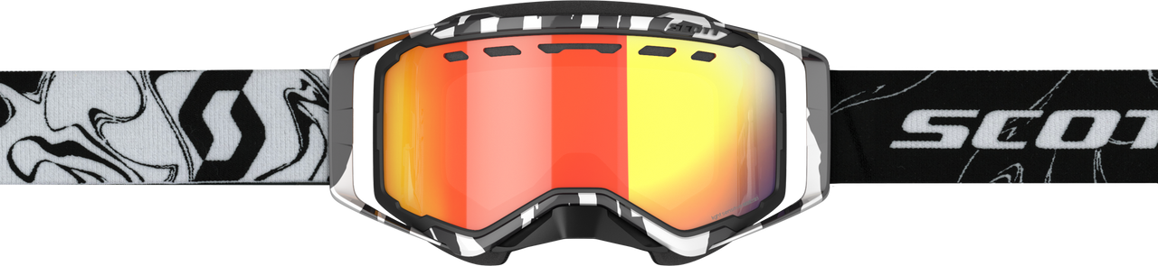 Scott Prospect Snow Cross Goggle with Red Chrome Lens - Marble Black/White Frame