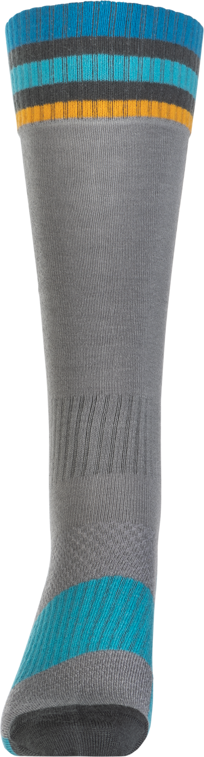 Fly Racing Youth MX Socks Thin Grey – Durable and Comfortable Motorcycle Sock with Arch and Ankle Support