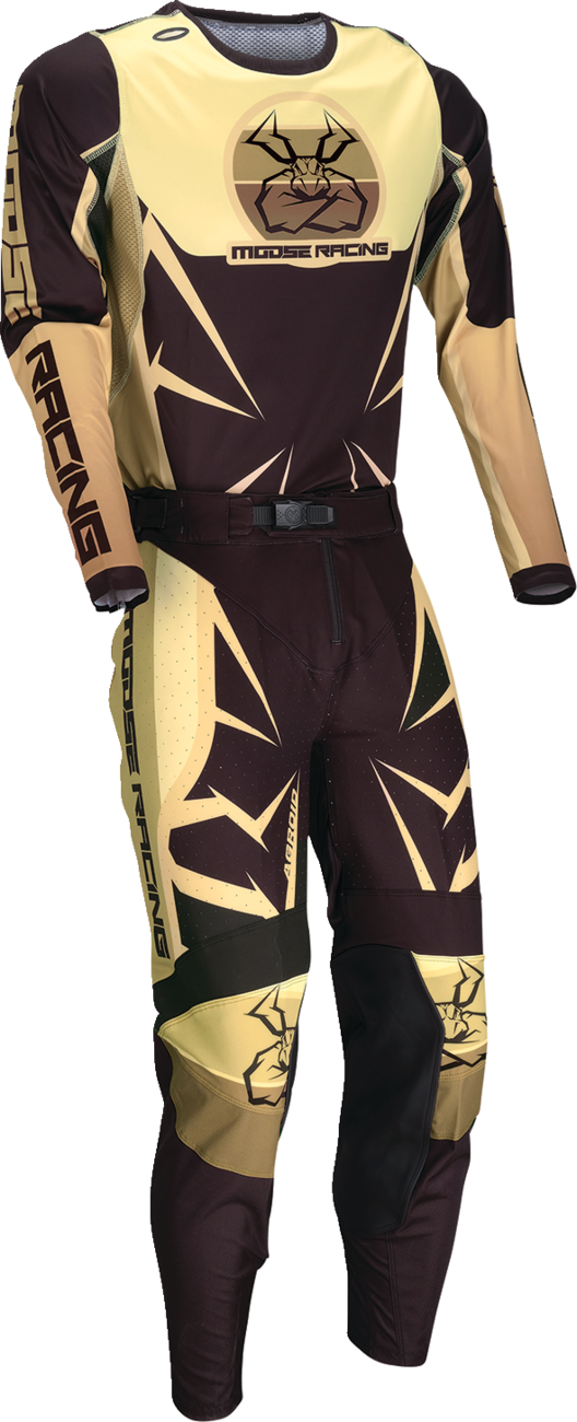 MOOSE OFFROAD Agroid Jersey Brown/Black Large - Lightweight Stretch Polyester with Ventilation and Hydration Pass-Through