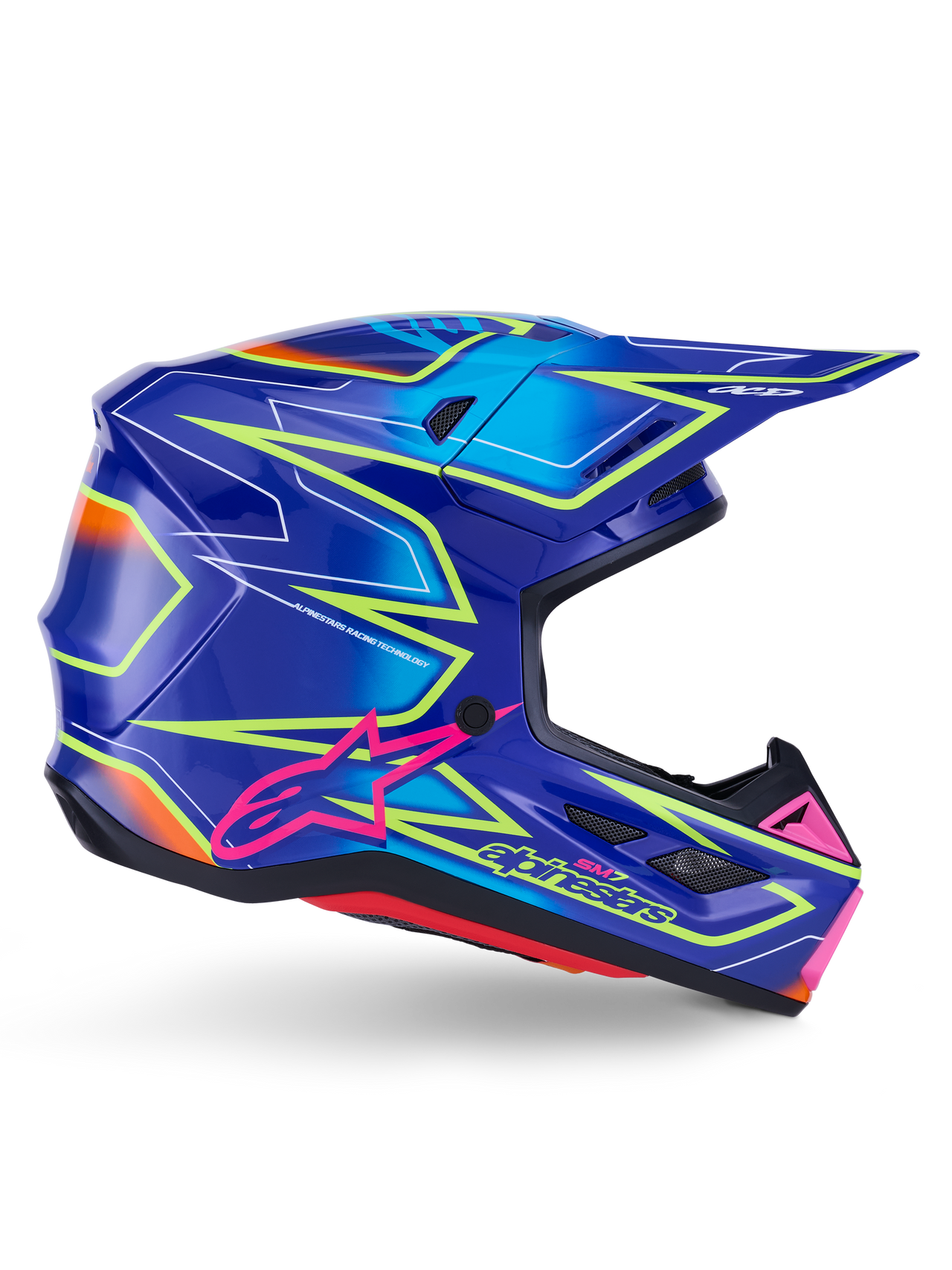 Alpinestars SM7 Cast Helmet Blue, Pink, Yellow Fluorescent Glossy XL - Motorcycle Helmet