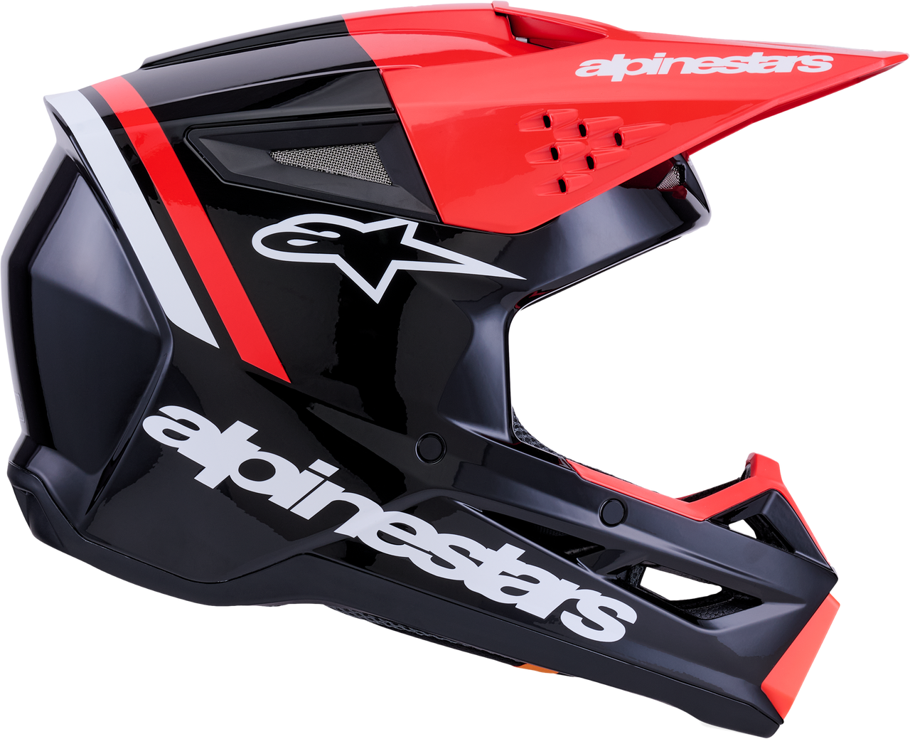 Alpinestars SM3 Radium Helmet Black/Red Fluorescent/White Glossy XL – Off-Road Motorcycle Helmet with Advanced Safety Features