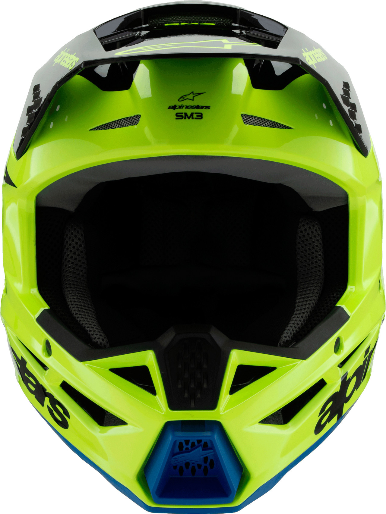 Alpinestars SM3 Youth Radium Helmet YLW Fluo/Blk/Blue YL - Lightweight Youth MX and Off-Road Helmet