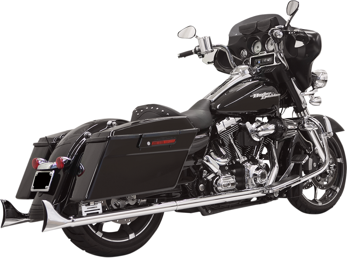 BASSANI XHAUST Fishtail Slip-On Mufflers for 1995-2016 Harley Touring Models, Chrome, Part Number 1F27E33