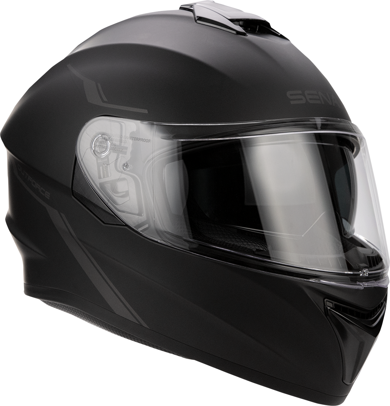 SENA OutForce Matte Black Motorcycle Helmet - Model OUTFORCE-MB00M with Bluetooth 5.0 and Integrated Communication System