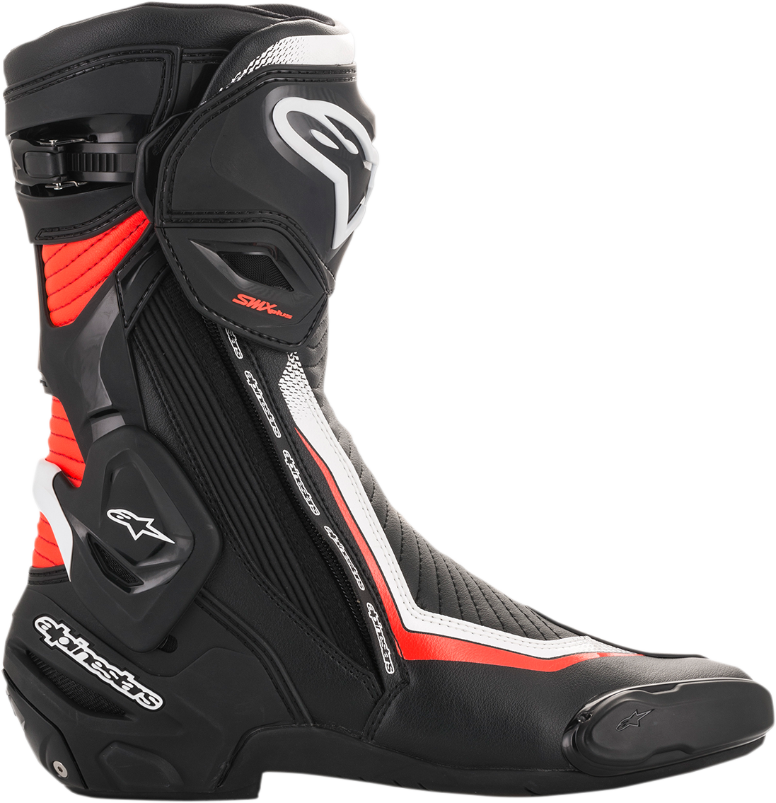 Alpinestars SMX Plus Motorcycle Boots - Black, White, Red Fluorescent, US 10.5 / EU 45 (Part Number 2221019-1231-45)