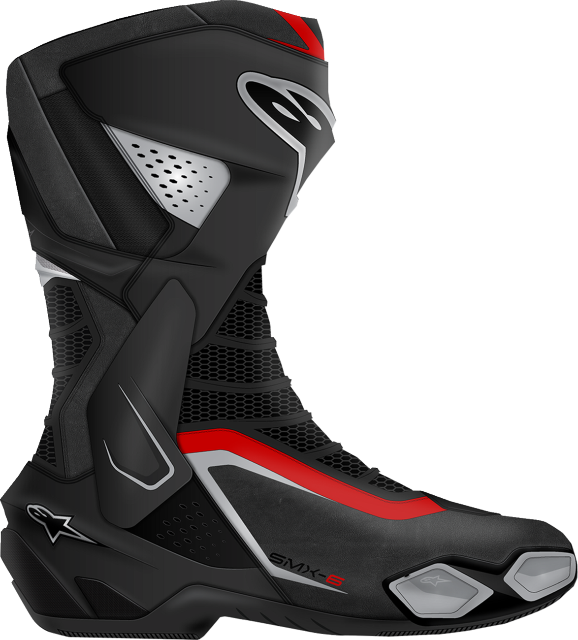 Alpinestars SMX-6 V3 Motorcycle Boots – Black, Silver & Red, US 9 / EU 43 – Performance Track and Street Riding Footwear