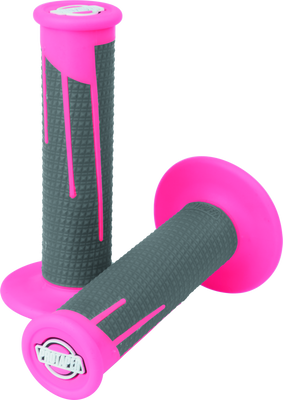 ProTaper Full Diamond Clamp-On Grips - Neon Pink and Dark Gray for Honda CRF Models