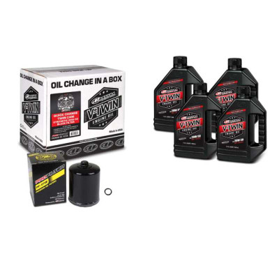 Maxima V-Twin Quick Change Kit Synthetic Oil with Black Filter for Twin Cam Engines - Part Number 90-119014PB