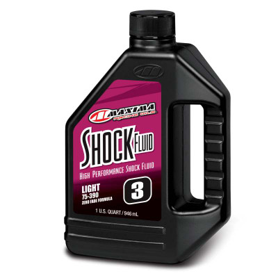 Maxima Racing Shock Fluid Light 75/390 3WT – 1 Quart for Powersports Suspension