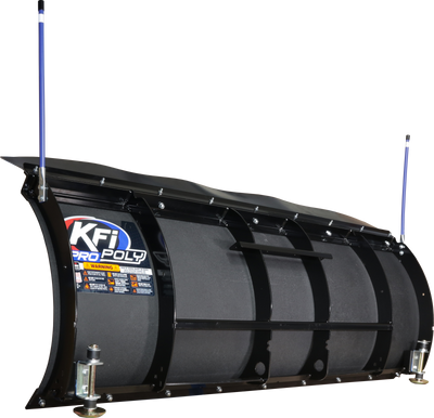 KFI Pro-Poly Series 66 inch straight black poly UTV snow plow blade 105866 with dual curvature frame and rubber snow flap