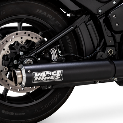 Vance & Hines 46746 Narrow Tire Softail Supersport Slip-On Exhaust for Harley Softail - Black Finish