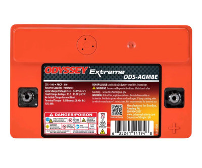 Odyssey Battery Powersport Extreme AGM Battery (Part Number: ODS-AGM8E) for Honda TRX400EX