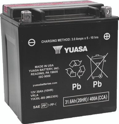 Yuasa YIX30L-BS High Performance Maintenance-Free AGM 12-Volt Battery for Harley Davidson Motorcycles