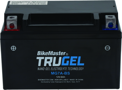 BikeMaster TruGel Battery MG7A-BS for Powersports Vehicles – Long-Lasting Gel Electrolyte Power Source