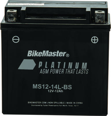BikeMaster MS12-14L-BS AGM Motorcycle Battery for Buell 1125 Series