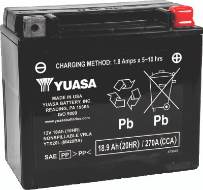Yuasa YUAM320BS Maintenance Free AGM 12-Volt Powersports Battery for Can-Am Renegade and Harley Davidson Models
