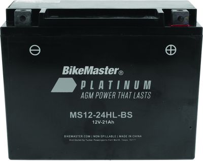 BikeMaster AGM Battery MS12-24HL-BS for Powersports Vehicles