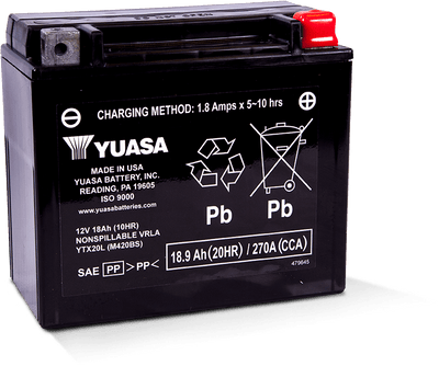 Yuasa YTX20L Maintenance Free AGM 12-Volt Powersports Battery for Can-Am Renegade and Harley Davidson Models