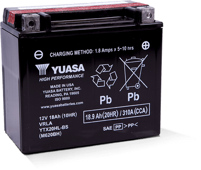 Yuasa YTX20HL-BS High Performance AGM Battery for Powersports and Harley Davidson Models