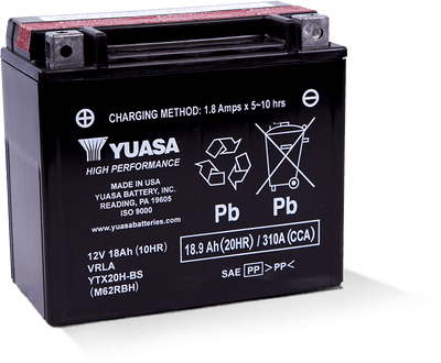 Yuasa YTX20H-BS High Performance AGM 12-Volt Powersports Battery