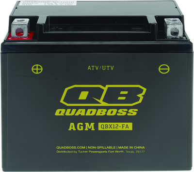 QuadBoss Maintenance-Free AGM Battery QBX12-FA for Honda ATVs and UTVs