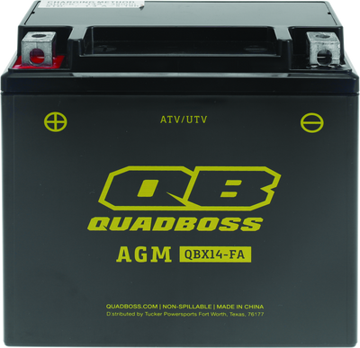 QuadBoss Maintenance-Free AGM Battery QBX14-FA for Yamaha and Honda ATVs and UTVs