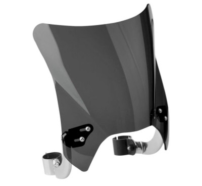 National Cycle Mohawk Windshield for 44-51 mm. O.D. - Dark Tint, Chrome Hardware & Curve Bracket