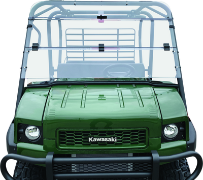 QuadBoss Folding Windshield for Kawasaki KAF620 Mule 4010 4x4 - Clear Polycarbonate, Quick-Release Design