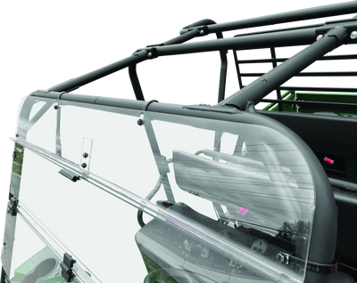 QuadBoss Folding Windshield for Kawasaki KAF620 Mule 4010 4x4 - Clear Polycarbonate, Quick-Release Design
