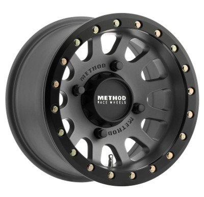 Method MR401 UTV Beadlock 15x7 Aluminum Wheel with Titanium Ring and Matte Black Finish