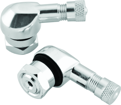 BikeMaster Part Number 151790 Silver Valve Stem 2-Piece Pack with Angled Design for Powersports Vehicles