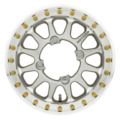 Method Wheels MR401-R Offroad Beadlock Wheel - 15x5 Inches, 4x156 Bolt Pattern, 2.5+2.5/0mm Offset, Machined Center Bore, Raw Finish