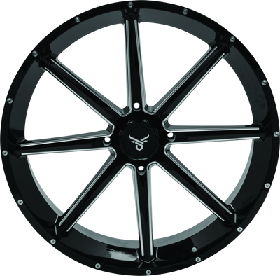 QuadBoss Slicer 24x7 Off-Road Wheel with Limited Edition QuadBoss Bull Logo Center Caps