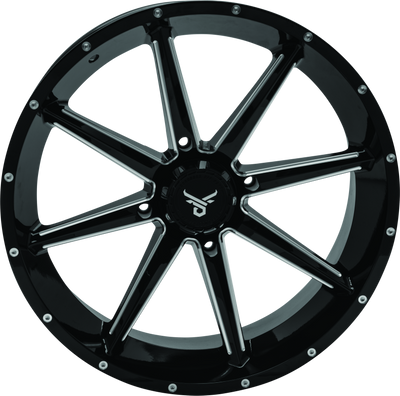 QuadBoss Slicer 20x7 PowerSports Wheels - 4/156 4+3 Offset with Limited Edition Bull Logo Center Caps