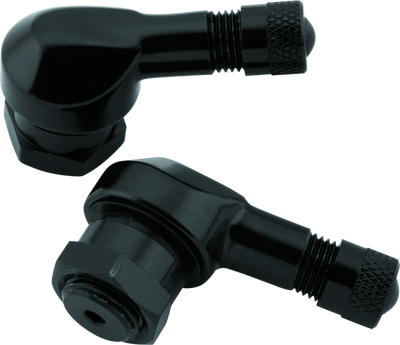BikeMaster Valve Stem 2-Pack - Black, 95 Degree Angled Aluminum Tire Valve for Powersports Vehicles