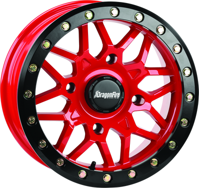 DragonFire Racing Typhon Wheel 15x6 with 4/156 Bolt Pattern and Machined Red Finish