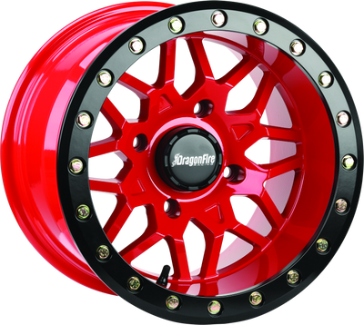DragonFire Racing Typhon Wheel 15x10 - 4/156 Bolt Pattern with Machined Red Finish