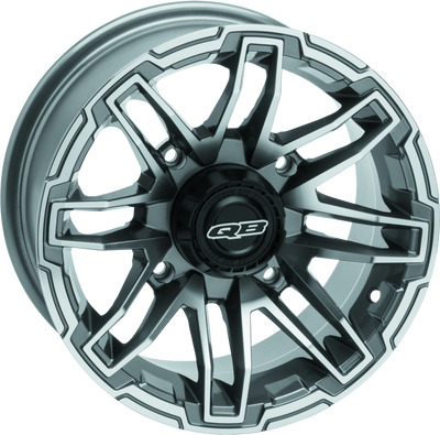 QuadBoss Stryker 14x7 Powersports Wheel (Part Number 608467) with Black Center Caps