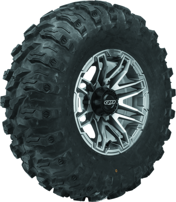 QuadBoss Stryker 14x7 Powersports Wheel (Part Number 608467) with Black Center Caps