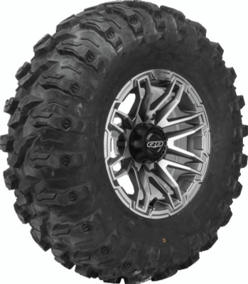 QuadBoss Stryker 14x7 Powersports Wheel (Part Number 608467) with Black Center Caps